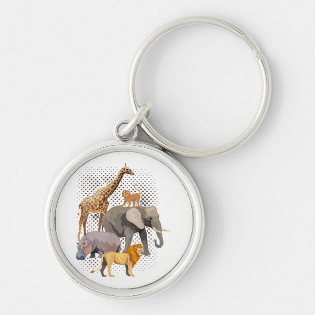Safari Squad African Safari Animals Funny Zoo Anim Key Ring (Front)