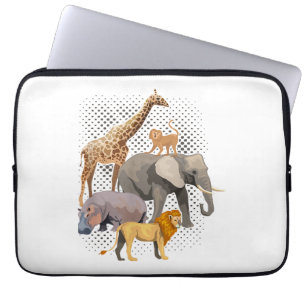 Safari Squad African Safari Animals Funny Zoo Anim Laptop Sleeve