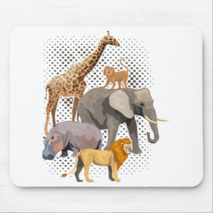 Safari Squad African Safari Animals Funny Zoo Anim Mouse Mat