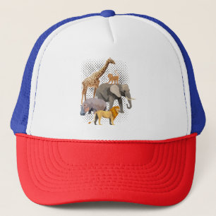 Safari Squad African Safari Animals Funny Zoo Anim Trucker Hat