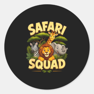 Safari squad cute zoo jungle animals crew design  classic round sticker