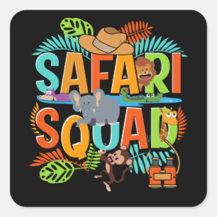 Safari Squad Zoo African Animals Square Sticker