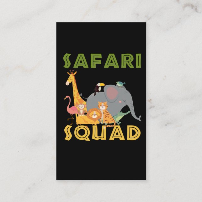 Safari Squad Zoo Animal Family Vacation Business Card (Front)
