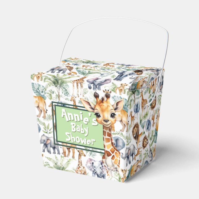 Safari Style: jungle baby shower Favour Box (Front Side)
