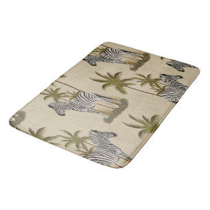 Safari Style Zebras & Palm Trees Bath Mat