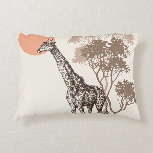 Safari Sunset Giraffe Nature Scenery Decorative Cushion (Front)