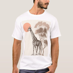 Safari Sunset Giraffe Nature Scenery T-Shirt