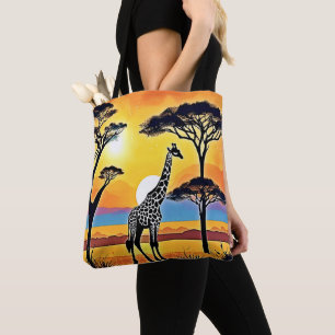Safari Sunset: Giraffe's Embrace Tote Bag