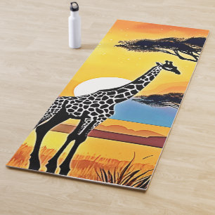 Safari Sunset: Giraffe's Embrace Yoga Mat