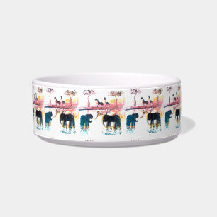 Safari Sunset Pattern with Elephants, Giraffe Bowl