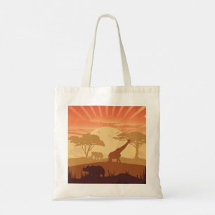 Safari Sunset Wildlife Silhouette Boho Nature Tote Bag