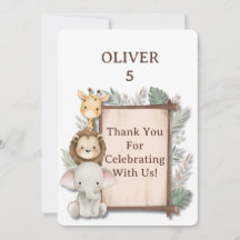 Safari Thank You Card, Oliver Birthday Thank You 