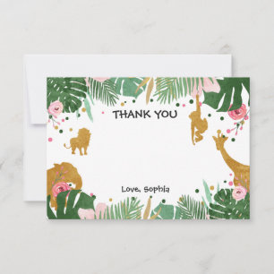 Safari Thank You card Wild animals Zoo Jungle