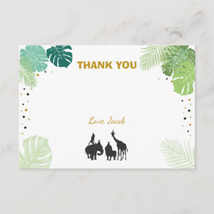 Safari Thank You card Wild animals Zoo Jungle
