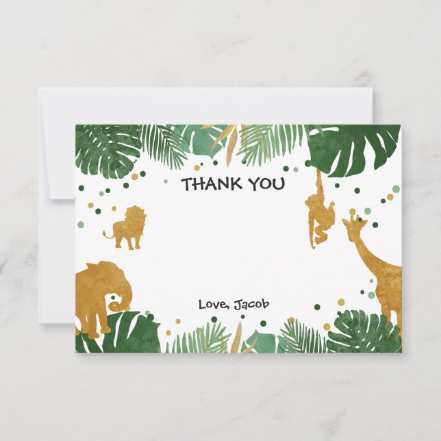 Safari Thank You card Wild animals Zoo Jungle (Front)