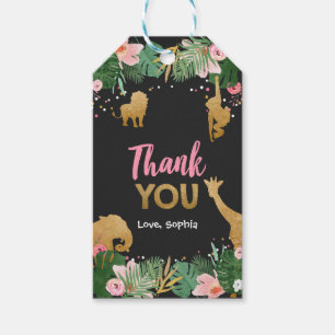 Safari Thank You Favour Tag Jungle Animals Girl Zo