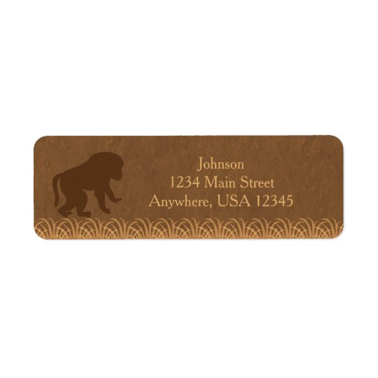 Safari Theme | Baboon Silhouette | Personalised Return Address Label