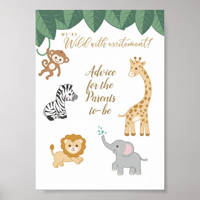 Safari theme Baby Shower Advice for the Parents To Poster (Front)