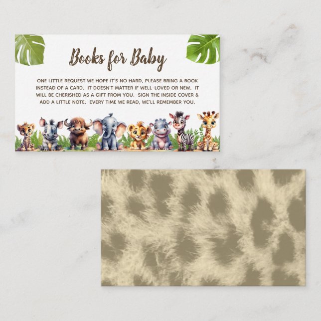 Safari Theme Baby Shower Books for baby Enclosure Card (Front/Back)