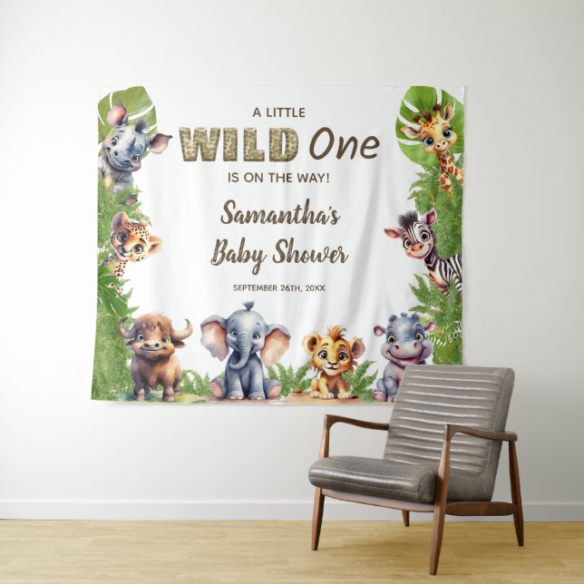 Safari Theme Baby Shower Welcome Sign  Tapestry (In Situ (Horizontal))