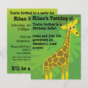 Safari theme birthday invitation