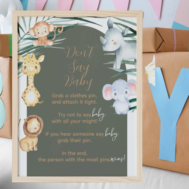 Safari Theme Don't Say Baby Shower Game Sign (Creator Uploaded)