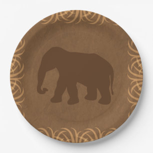 Safari Theme Elephant with Tall Grass Border Paper Plate