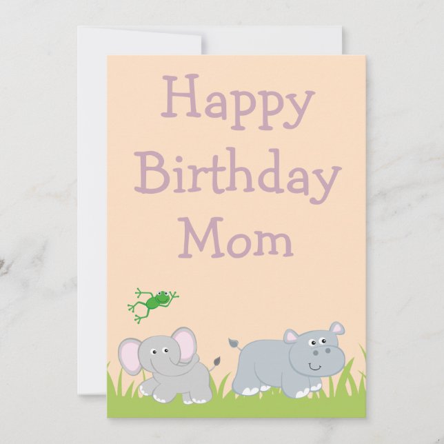 Safari Theme Happy Birthday Mum Holiday Card (Front)