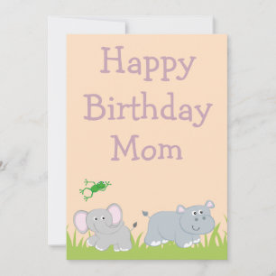 Safari Theme Happy Birthday Mum Holiday Card