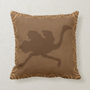 Safari Theme Ostrich (Emu) Silhouette Cushion