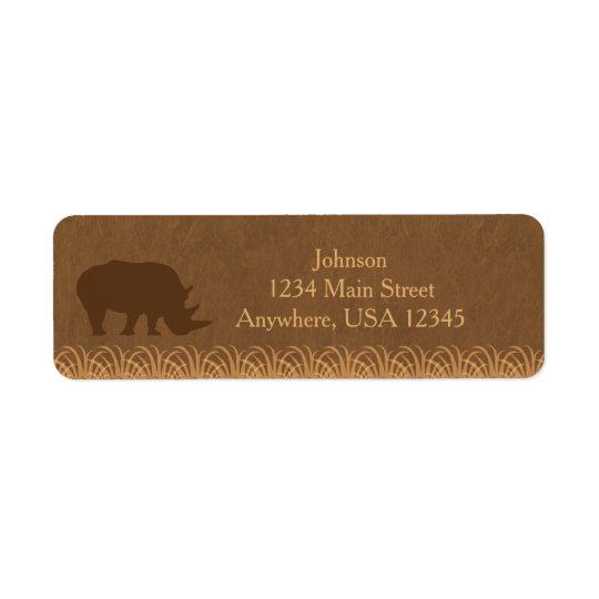 Safari Theme | Rhino Silhouette | Personalised Return Address Label