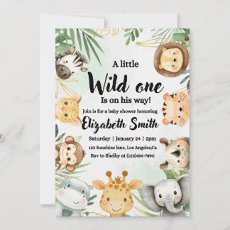 Safari themed baby shower invitation 
