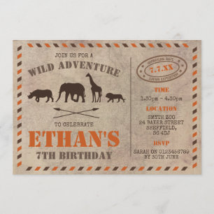 Safari themed birthday party invitation