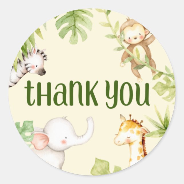 Safari themed thank you stickers (Front)
