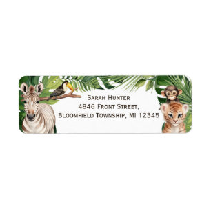 Safari themed Wild One 1st birthday return label