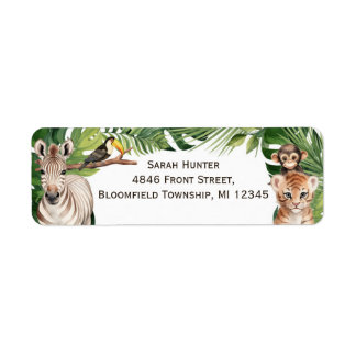 Safari themed Wild One 1st birthday return label