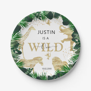 Safari Themed  Wild One Jungle 1st Birthday Paper Plate