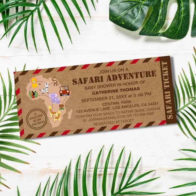 Safari Ticket Wild Animal Baby Shower Invitation (Creator Uploaded)