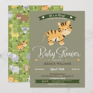 Safari Tiger Baby Shower Boy Invitation