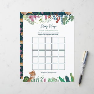 Safari Tiger Bingo Baby Shower Game