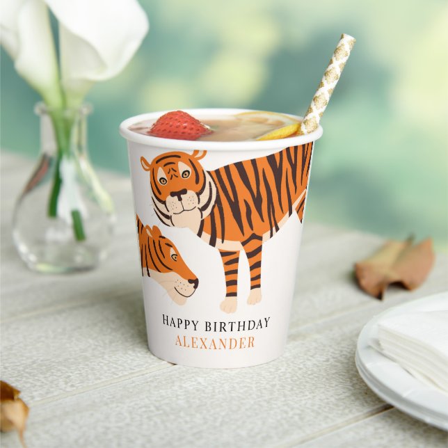 Safari Tiger Children's Happy Birthday  Paper Cups (Insitu)