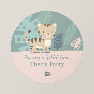 Safari Tiger Kid's Party Personalised Stickers