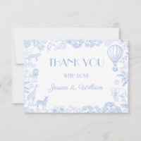 Safari Toile De Jouy Baby Shower Thank You Card