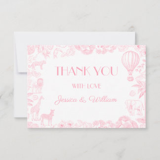 Safari Toile De Jouy Baby Shower Thank You Card