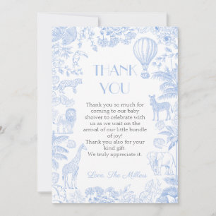 Safari Toile De Jouy Baby Shower Thank You Card