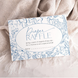 Safari Toile de Jouy Diaper Raffle Baby Shower Enclosure Card
