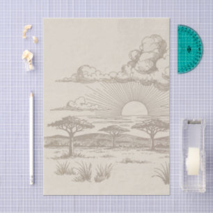 Safari Toile, Neutral Baby Wild Adventure Scene Tissue Paper
