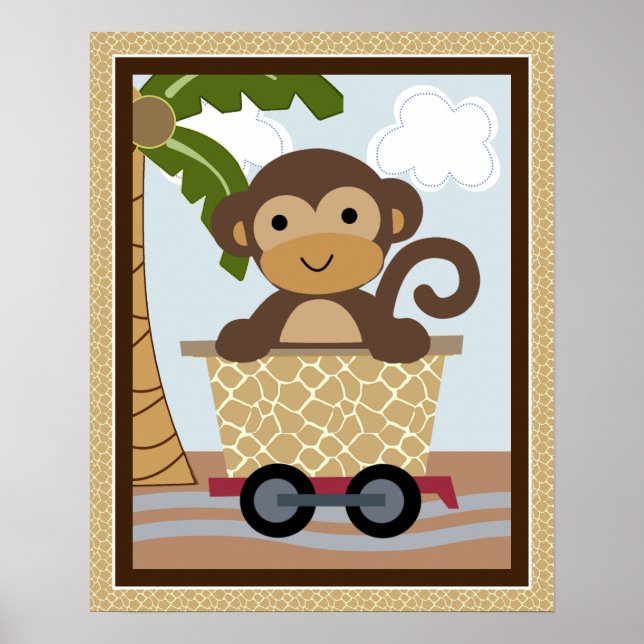 Safari Train Animals Nursery Art Poster (Front)