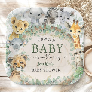Safari Tropic Jungle Animals Baby Shower Paper Plate