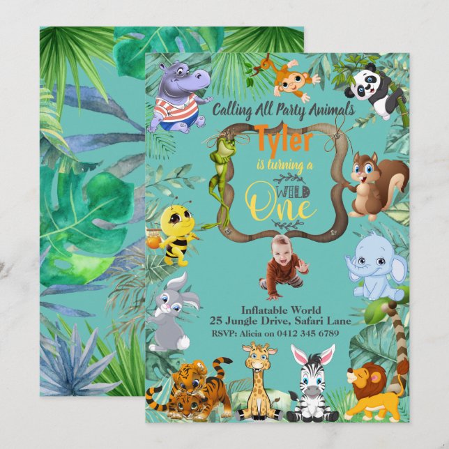 Safari Tropical Birthday invitation (Front/Back)